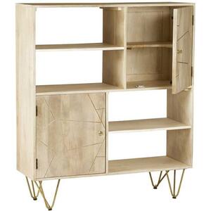 Light Wood & Gold Retro Display Cabinet with Storage
