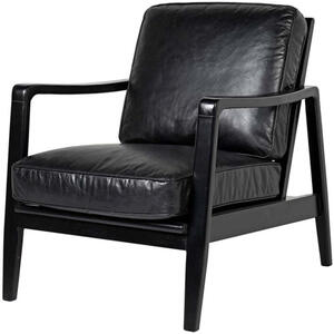 Black Vintage Leather Buckle Armchair by The Orchard
